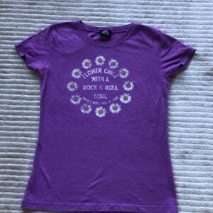 Rock & Roll Hall of Fame Purple Kids T-Shirt with Flower Print